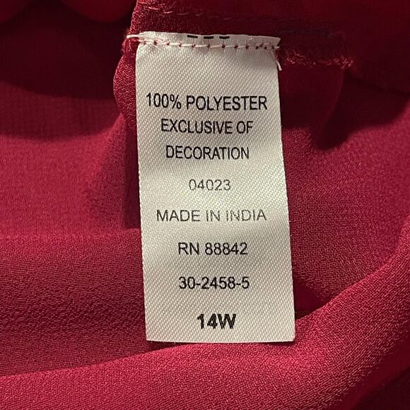 Roamans Tunic Top Embroidered Sheer Western Boho Cowgirl Rodeo Beaded Red 14W - Picture 4 of 6